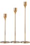YFFS Set of 3 Retro Metal Candle Holders, Golden