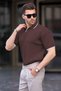 Brown Polo Collar Short Sleeve Knitwear Men's T-Shirt 6900 - 2