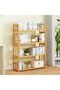 OneDcor Bamboo Bookshelf Cabinet | Freestanding Wooden Bookcase Storage Organizer - 4