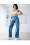 Dami Stretch Fabric Casual Women's Medium Blue Super High Waist Loose Leg Denim Jeans