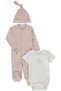 Organic Reported K Ribbed Knit Jumpsuit Set of 3 (Organic Born with Love) Dried Rose