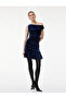 Asymmetrical Neckline Sleeveless Off-The-Shoulder Flounce Velvet Mini Evening Dress