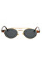 Black Glass Oval Design Leopard Frame Retro Blue Glass Unisex Sunglasses - 2