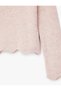 Crew Neck Pearl Detailed Zigzag Cut Long Sleeve Knitwear Sweater - 4