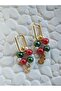Rectangular Steel Earrings with New Year Themed Zircon Star and Letter Charms - 2