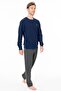 Men's Winter 2 Thread Winter Home Wear Pajama Set, Top Long Sleeve Crew Neck with Cuff, Bottom with Pocket - 3