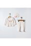Cotton Heart Printed Bowknot 3-Piece Baby Girl Set - 3