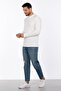 Men's Crew Neck Waffle Sweatshirt - Ecru - 2