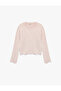 Crew Neck Pearl Detailed Zigzag Cut Long Sleeve Knitwear Sweater - 2