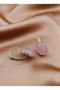 Rose Quartz Stone Steel Design Earrings