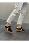 Black Suede Leather Lace-Up Women's Casual Sports