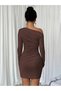 Single-Shoulder Draped Bodycon Mini Dress - Stretchy Fabric - Winter/Transitional - 4