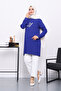 Cobalt Blue Stone Printed Modal Tunic - 2