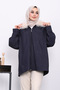 Navy Blue Collar Fur Detailed Denim Jacket