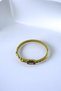 Cuff Bracelet Gold Color Black Enamel and Baguette Stone Cuff Steel - Modern Geometric Design - 3