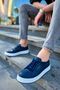 Yg043 Cowien Men's Casual Lace-Up Leather Sports Sneaker Shoes Cbt - Navy Blue - 4