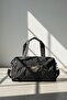 Women's Black Multi-Pocket Thick Fabric Crossbody Hand & Shoulder Bag