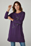 Women's Front Stone-Embellished, Six-Stripe, Crystal, Two-Ply, Seasonal Combed Cotton Tunic - 4