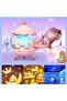 kids 360° rotating music box starry nebula projector LED cartoon rechargeable night light - 3