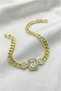 Bracelet Gourmet Bracelet Chain Bracelet Series Zircon Stone Baguette Gourmet Chain Steel - Gold Color Non-Tarnish Special Design Luxury Jewelry (19 cm) - 3