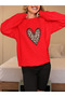 Heart Printed Cotton Long Sleeve 3-Ply Sha Fleece-Lined Name Sweatshirt