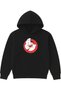 Heart Ghost Design Printed Oversized Black Hooded Sweatshirt