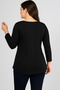 Plus Size Collar and Sleeve Tip Pearl Embroidered V-Neck Long Sleeve Wide Hem Blouse Black - 2