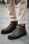 Yg103 Pyramid Long Men's Sports Casual Slip-On Velcro Leather Boots Cst - Brown - 3