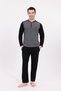 Men's Smoked Special Design Long Sleeve Jacquard Cotton Pajama Set - 2