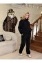 Hooded Unisex O Oversized Tracksuit Set with Fleece Inside - G09001 - Black - 5