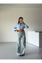 Light Blue High Waist Wide Leg Jean Trousers - 8