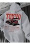 Unisex Men/Women Red Tokyo Colorful Custom Printed Cotton Oversized Hooded Sweatshirt