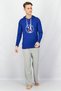 Men Hooded With Drawstring Graphic Long Sleeves Pajama Sweatshirt, Blue - 3