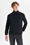 Cotton Regular Fit Stand Collar Zippered Thessaloniki Knit Sweatshirt - 4