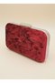 Burgundy Silver Detailed Luxury Wavy Velvet Women's Evening Dress Bag - 5