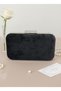 Black Silver Detailed Luxury Wavy Velvet Women's Evening Dress Bag - 6