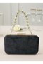 Black Gold Pearl Detailed Luxury Wavy Velvet Women's Evening Dress Bag - 3