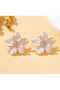 2-Piece White Flower Earrings Women's Stylish Jewelry, Daily Accessory Steel Look - 4