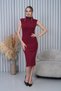 Women's Fisherman Neck Pleated Slit Midi Dress - 7