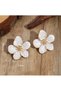 2-Piece White Flower Earrings Women's Stylish Jewelry, Daily Accessory Steel Look - 3