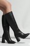 Agnia Black Matte Zipper Detail Heeled Women's Boots - 6