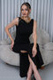 Women's Boat Neck Slit Dress - 3