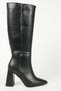 Agnia Black Matte Zipper Detail Heeled Women's Boots - 5
