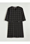 Black Plaid Dress with a Collar - 5