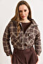Women's Brown Lined Quilted Pocket Plaid Jacket Ckt-19000505 - 6