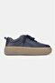 Women's Dark Blue Genuine Natural Leather Size 36-41 Lace-Up Sneaker Shoes - 5