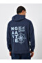 Navy Blue Graphic Print Relaxed Fit Hoodie - 5