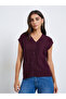 Women Burgundy Cable Knit Vest - 3