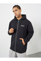 Embroidered Black Relaxed Fit Fleece Hoodie - 3