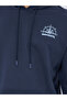 Navy Blue Graphic Print Relaxed Fit Hoodie - 4